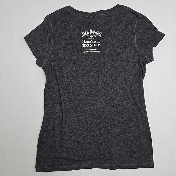 Jack Daniels Tennessee Honey 'Keeper' V-Neck T-Shirt Gray Size Large Promotional - Picture 5 of 9